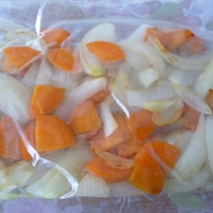 しなびそうな野菜をいためて冷凍しました(*^_^*)このままシチューなどに使おうと思います★また野菜を変えて保存したいと思います